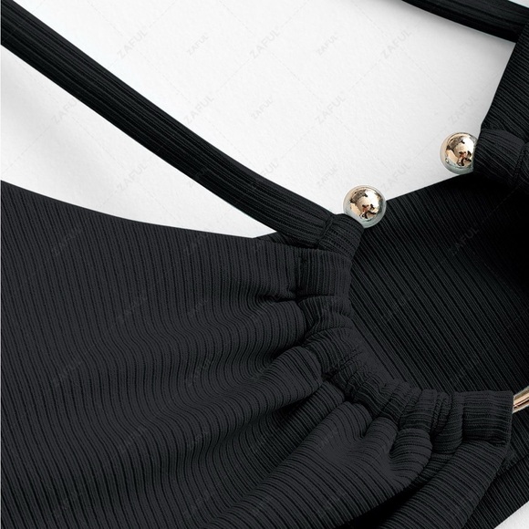 Zaful black Biko set swimsuit ribbed - Picture 10 of 12